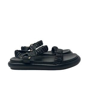 Khaite Puglia Leather Elasticized Strap Sandals Black Size 38